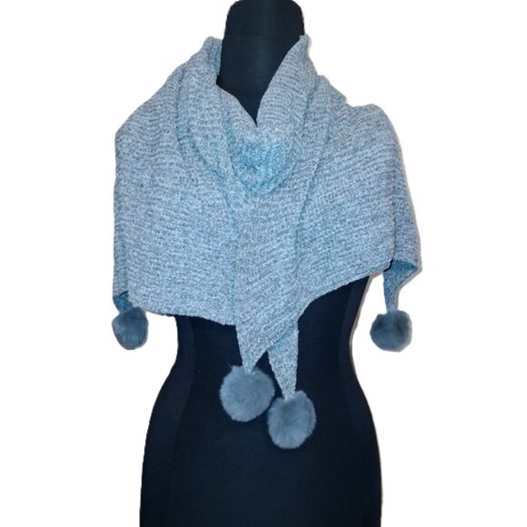 Boogaloos Woman's Oversized Pom Pom Knit Sweater Scarf NWT - Picture 3 of 5